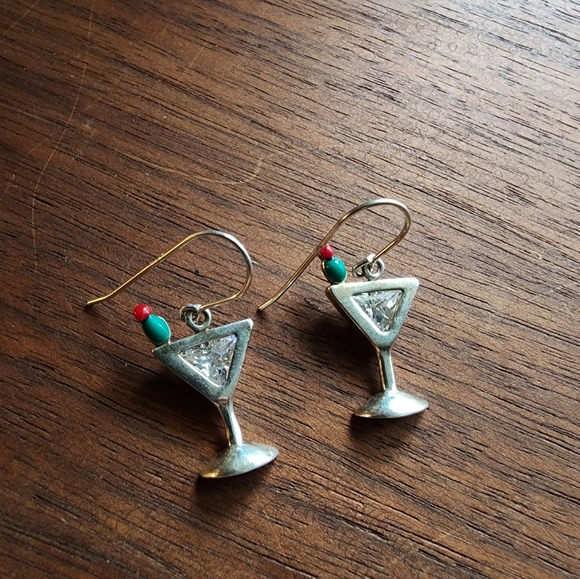 Martini glass sterling silver hook earrings - Picture 4 of 6